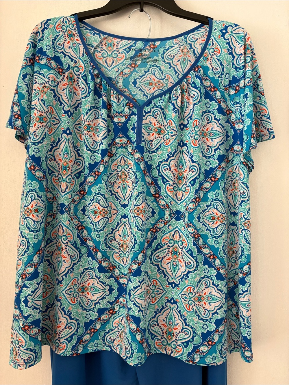 Blue Silky Soft Women’s Short Sleeve PJ Set- Nottibianche NWOT - Picture 4 of 10